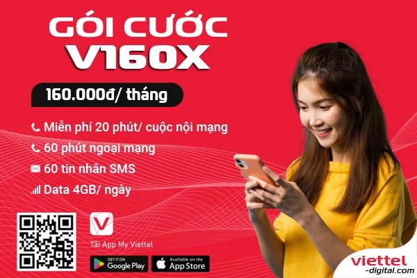 GÓI V160X VIETTEL - 4GB / NGÀY